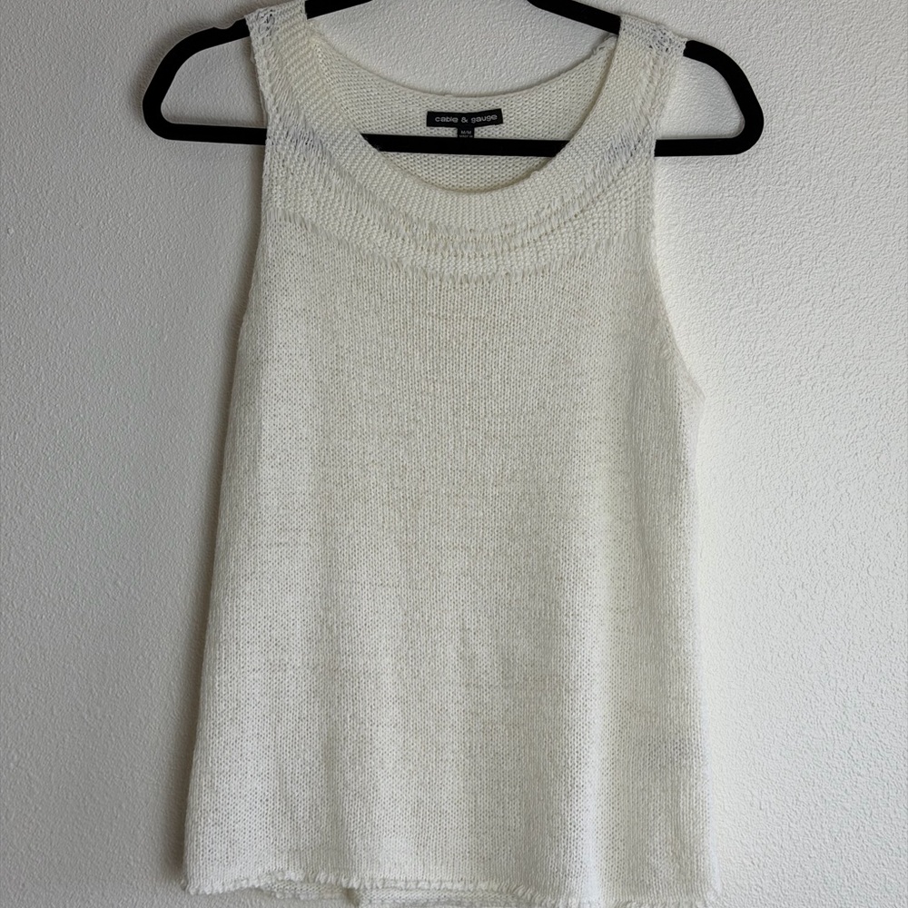 CABLE & GAUGE WHITE KNIT TANK M #116
